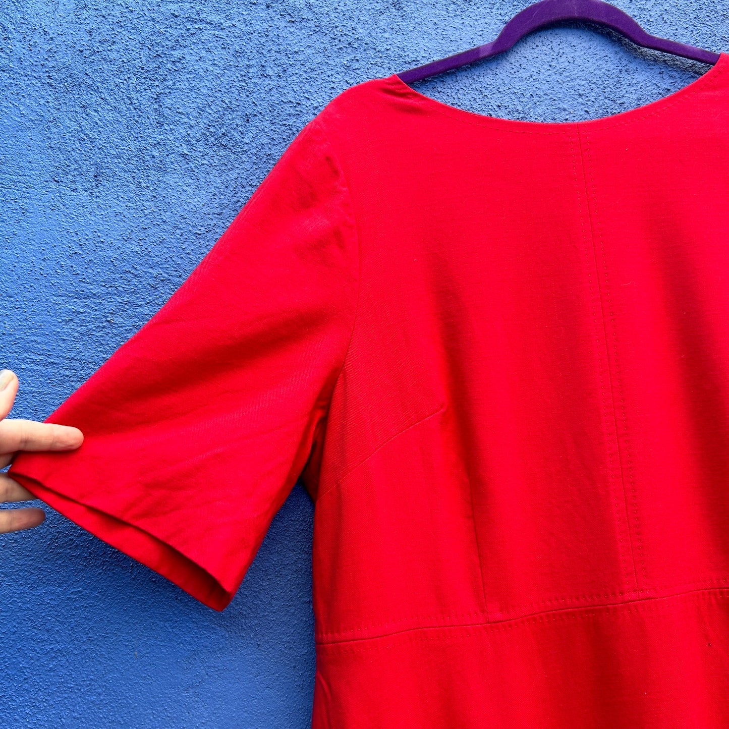boden red wool blend shift dress