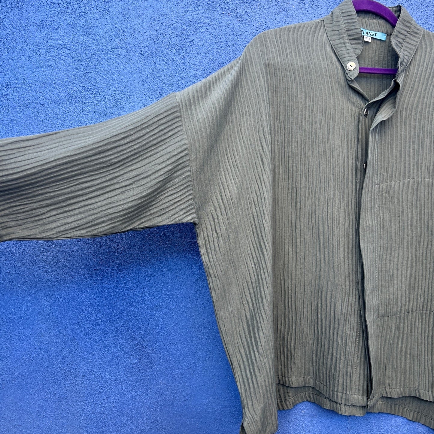 planet oversized lagenlook linen/silk blend button up
