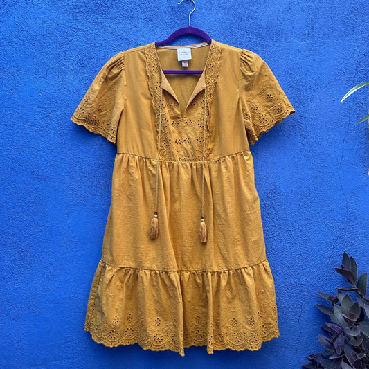 knox rose mustard cotton sweet little dress