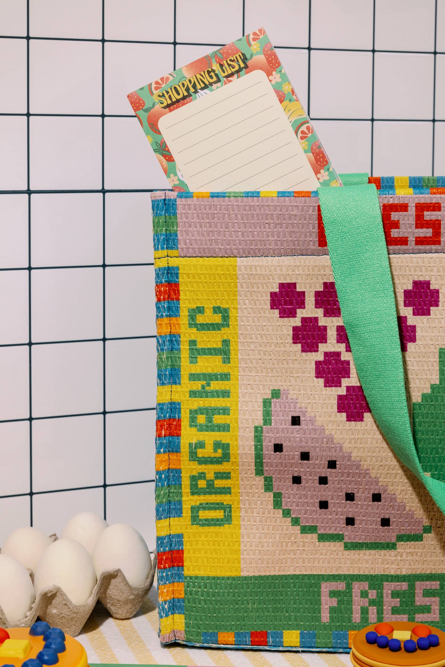 Fruit Tiles Rattan Market Bag | Ban.do