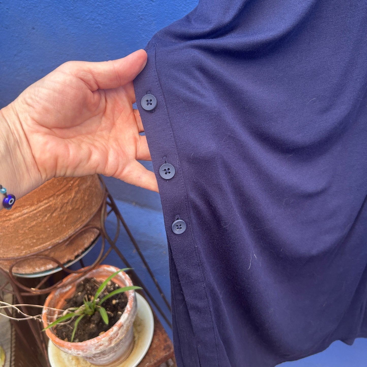 universal standard navy rayon blend button front maxi dress