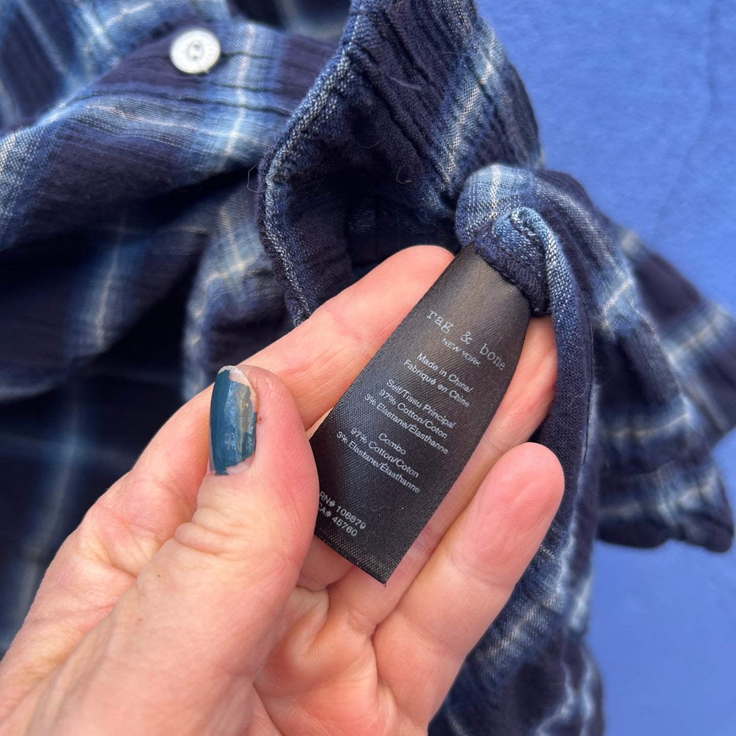 rag and bone jean blue plaid crinkle cotton shirt dress