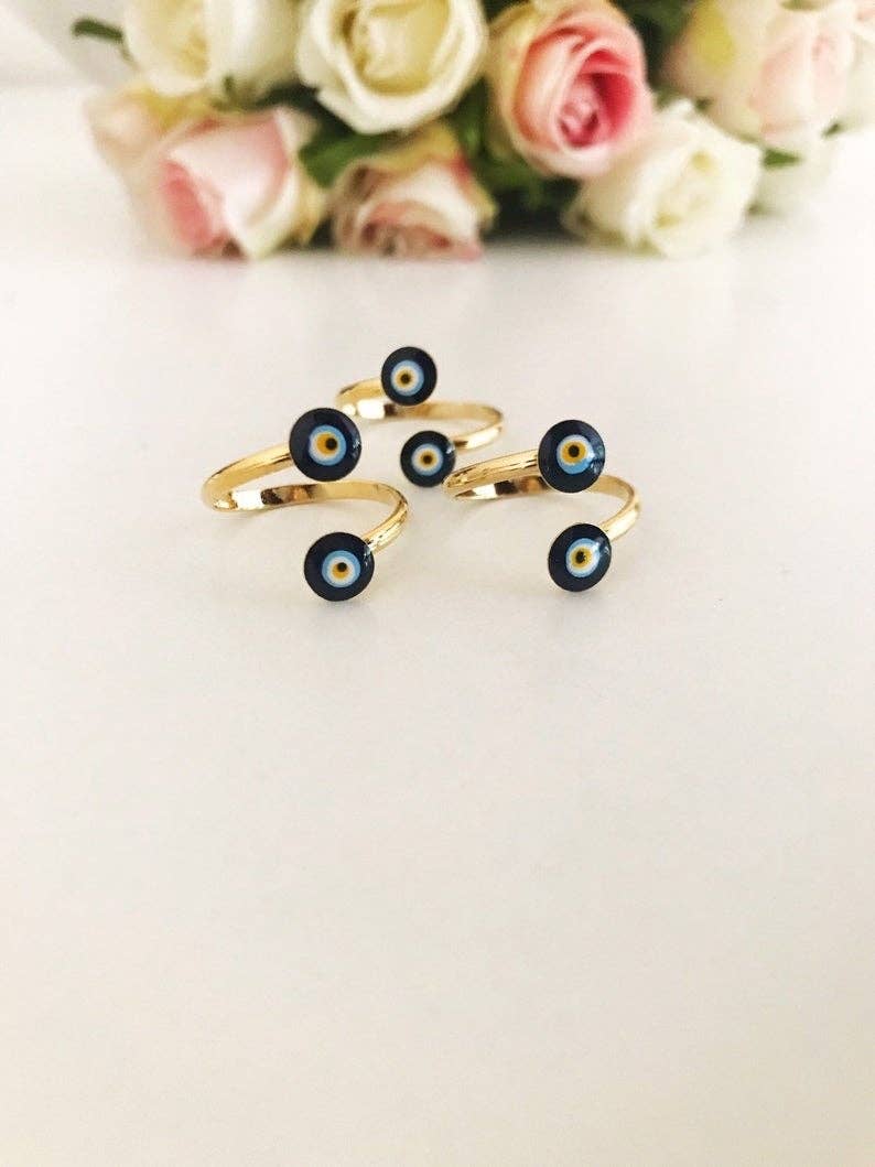 Dainty Evil Eye Blue Ring | Evileyefavor