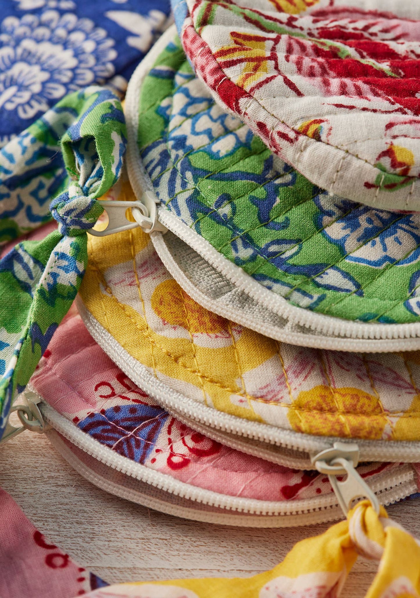 Block Print Round Coin Purse Mixed Prints
