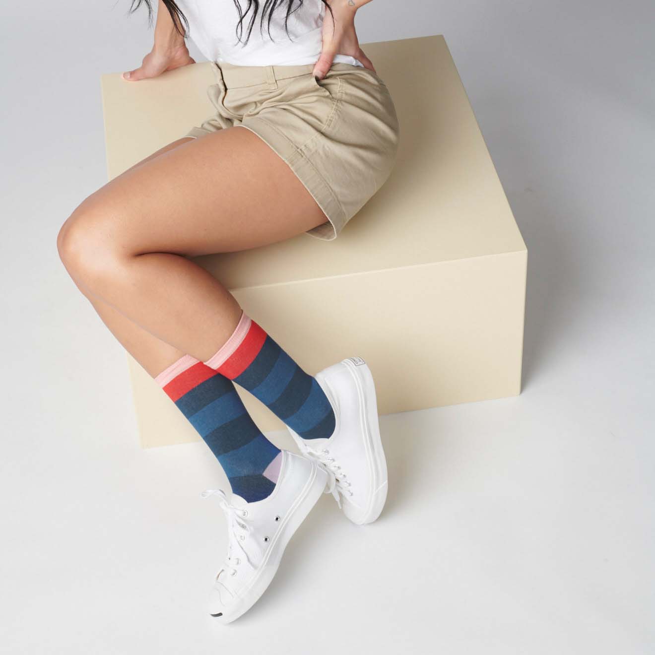 Hooray Sock Co. | Fillmore Blue Striped Crew Length Unisex Socks