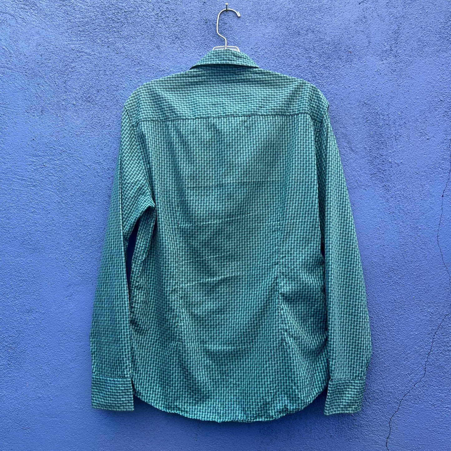 mr. turk teal basket print slim fit button down shirt