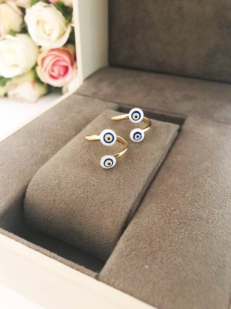 Dainty Evil Eye Blue Ring | Evileyefavor