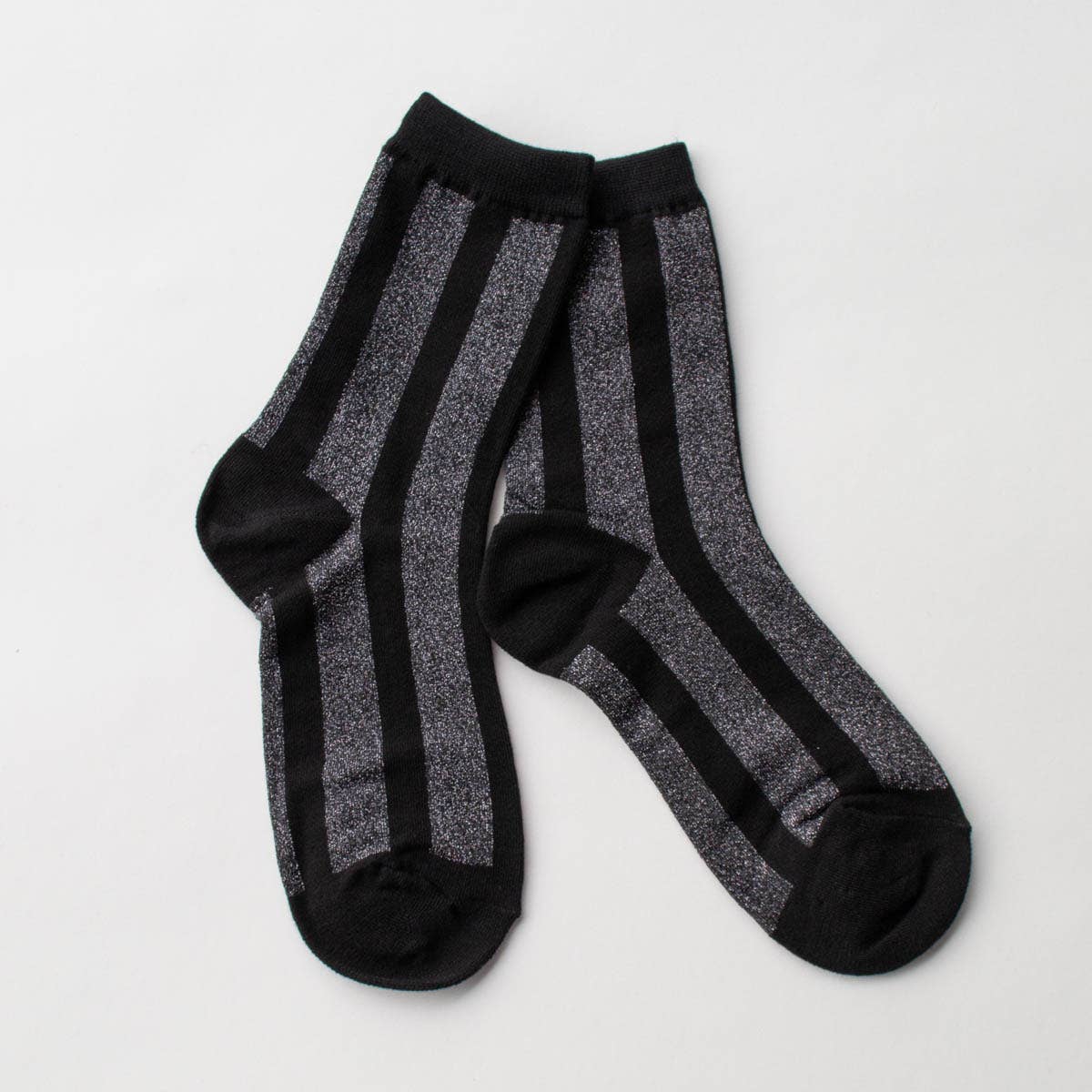 Tiepology | Glitter Vertical Striped Crew Socks