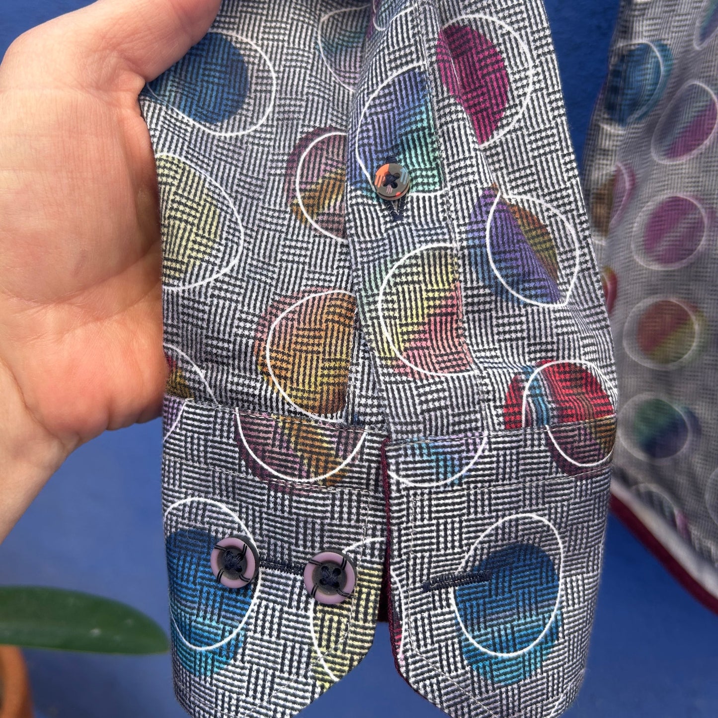 luchiano visconti mixed print cotton button up