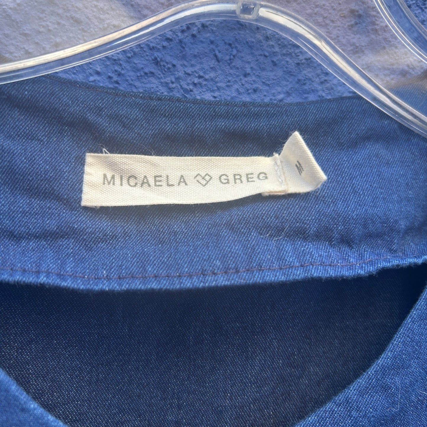 micaela greg navy cotton button and tie front dress