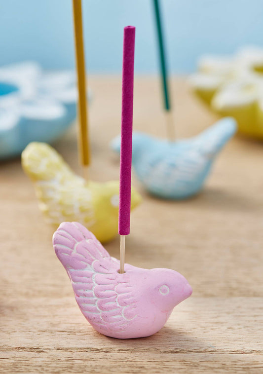 Bird Handpainted Terracotta Incense Holder | Namaste