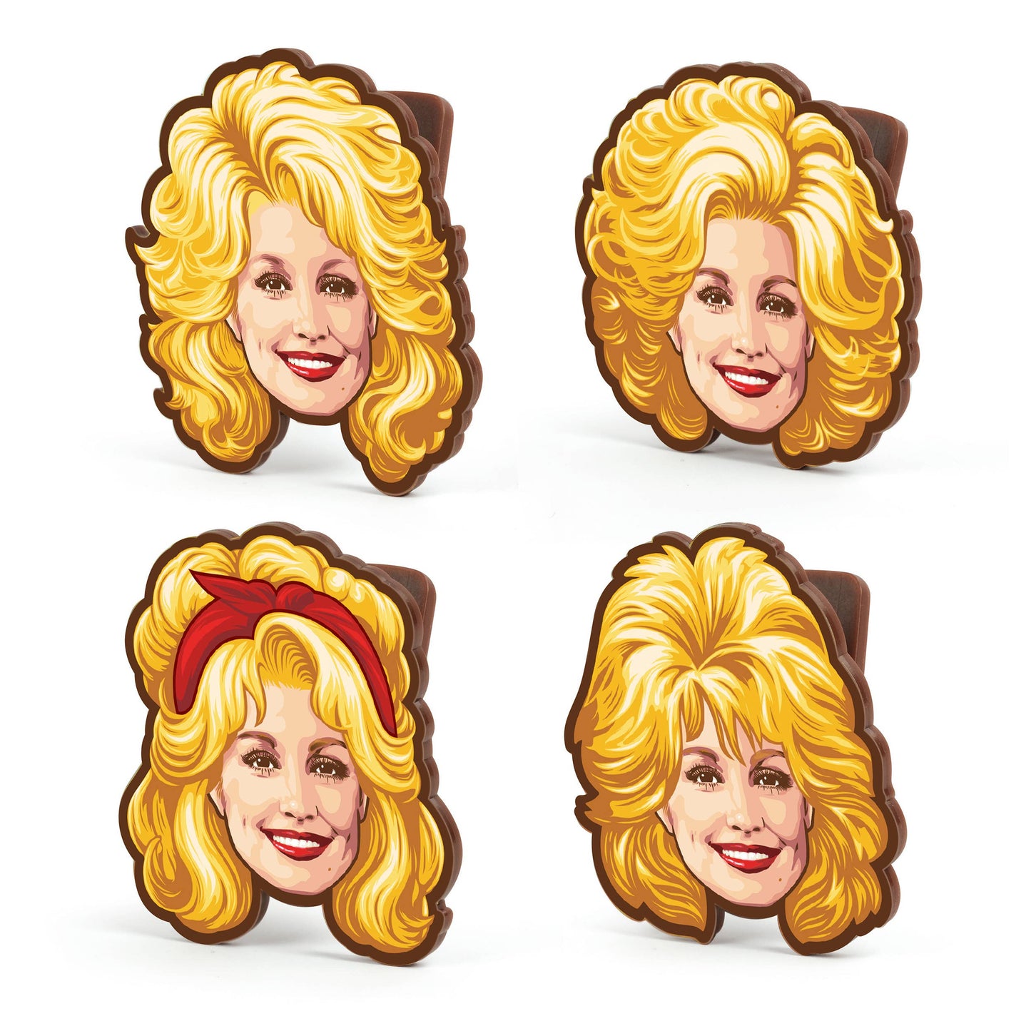 Dolly Parton Bag Clips, Set of 4, Iconic Hairstyle Designs | Fred & Friends