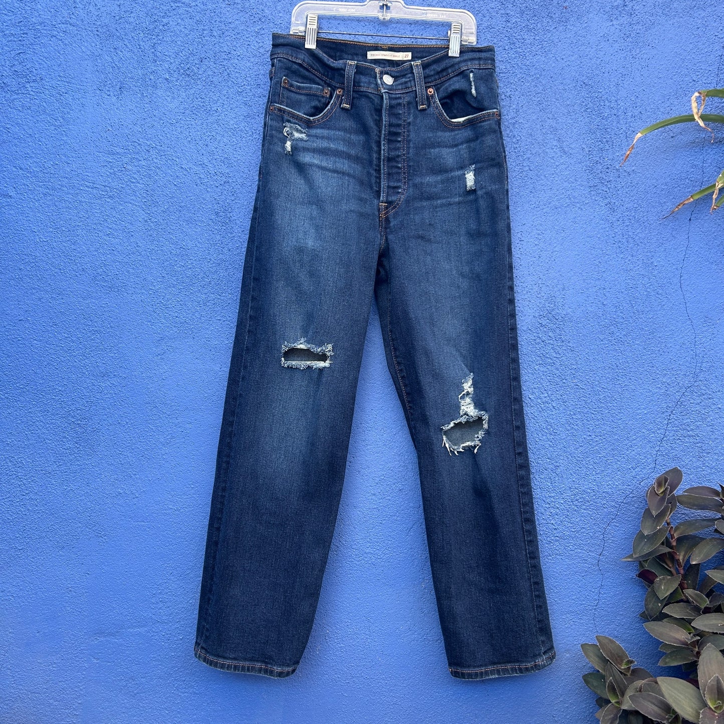 levi's ribcage straight ankle button fly jean