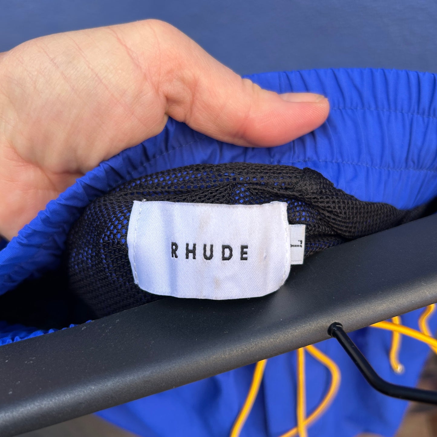 rhude royal blue swim trunk jogging short