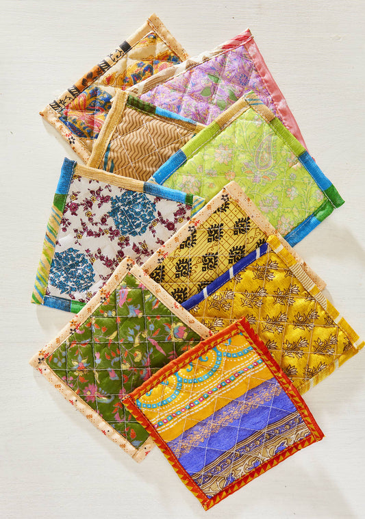 Recycled Sari Quilted Coaster | Namaste