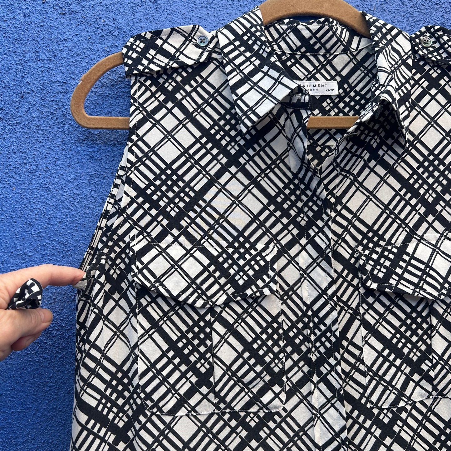 equipment 100% silk plaid button front sleeveless maxi dress