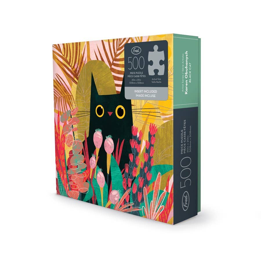 Black Cat Puzzle 500 Pc - Karen Obuhanych  | Fred & Friends