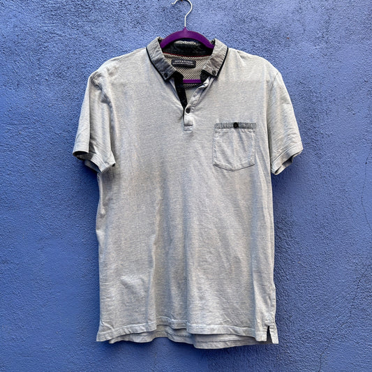 denim and flower men's polo shirt