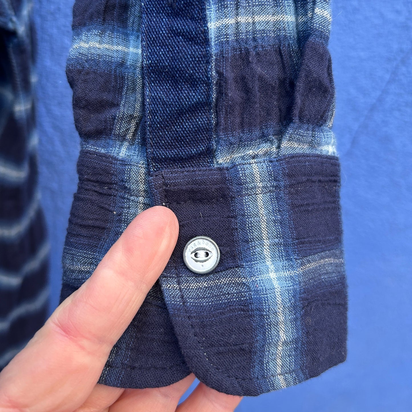 rag and bone jean blue plaid crinkle cotton shirt dress