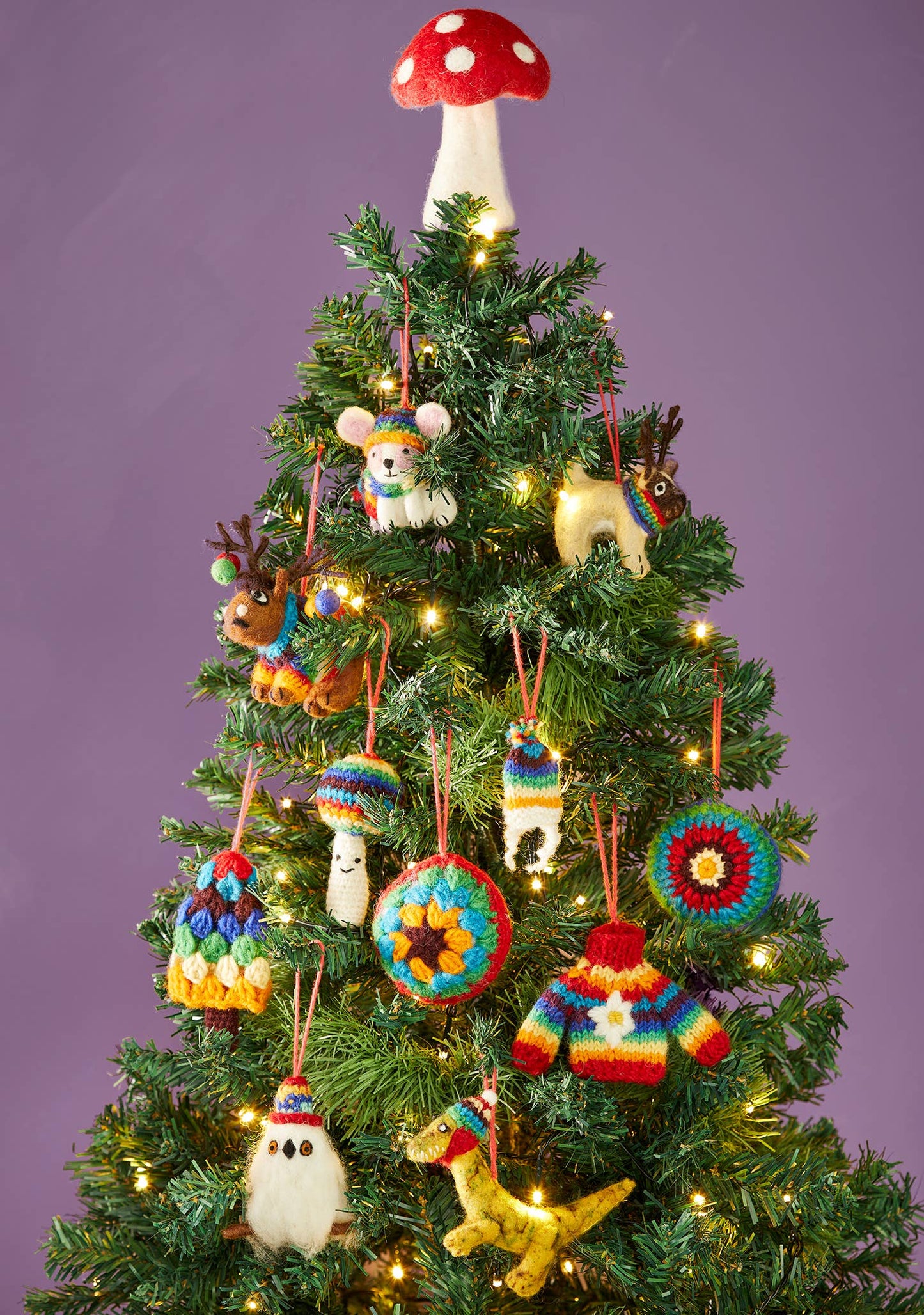 Felt Owl in Rainbow Knitted Wool Hat | Namaste