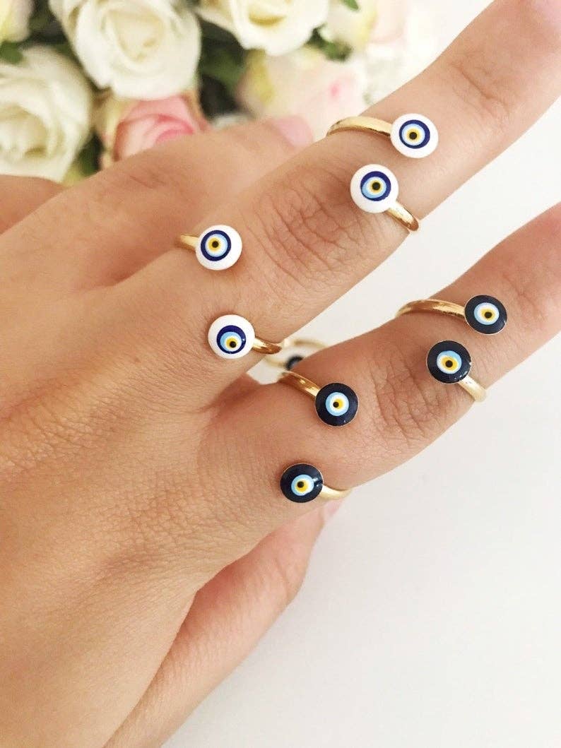 Dainty Evil Eye Blue Ring | Evileyefavor