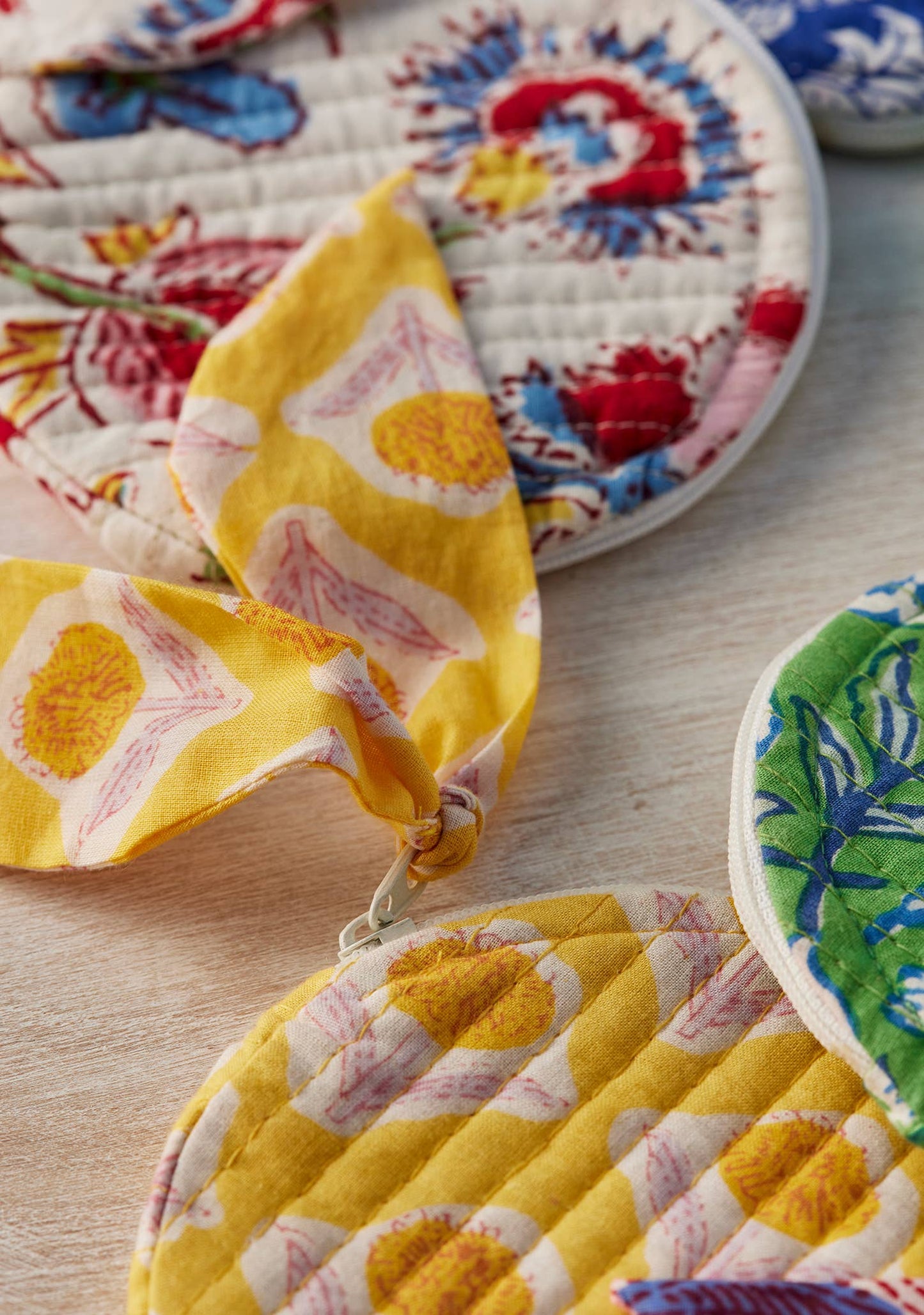 Block Print Round Coin Purse Mixed Prints
