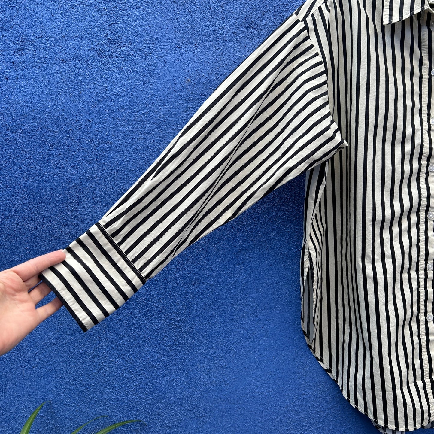 h&m oversized striped cotton minimalist button up tunic