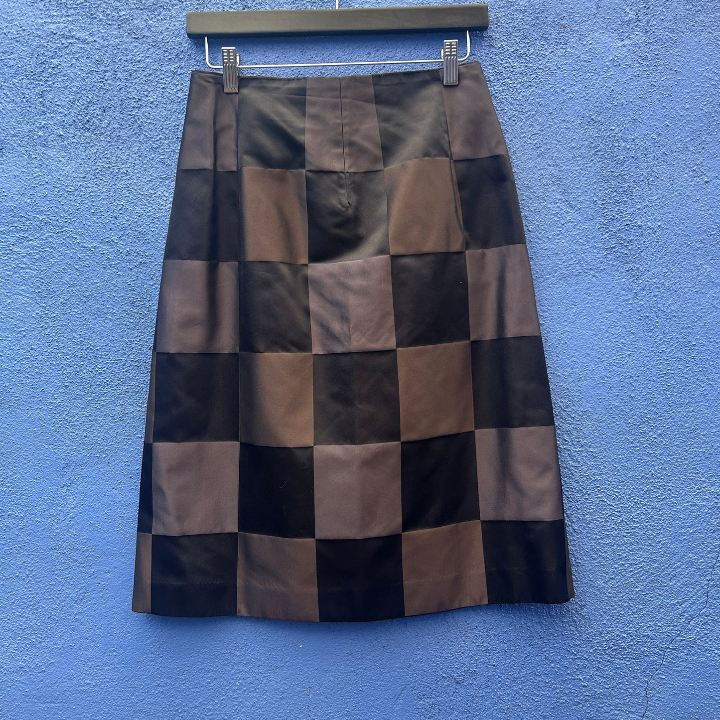 akris punto plaid check silk a-line skirt