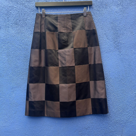 akris punto plaid check silk a-line skirt