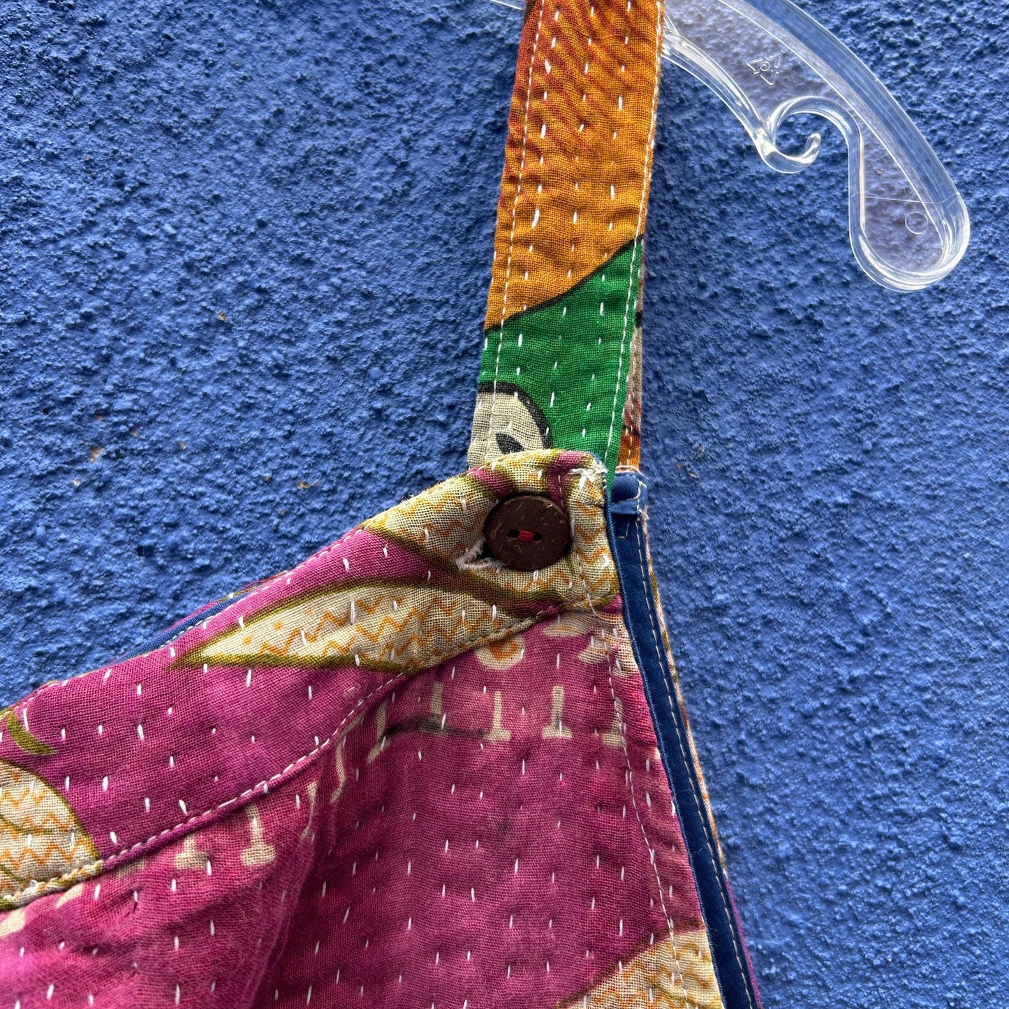 earthbound recycled kantha quilt overalls