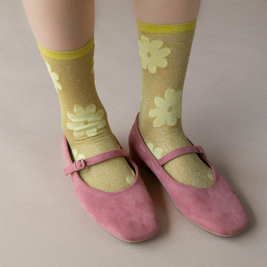 Tiepology | Vintage Glitter Flower Socks