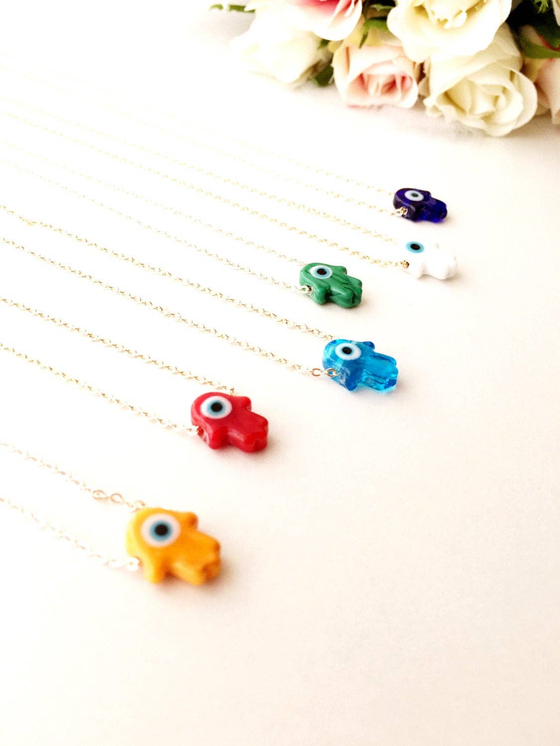 Opal Hamsa and Evil Eye Necklace | Evileyefavor