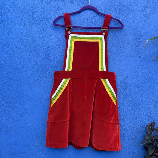 smak parlor retro burnt orange cord jumper dress