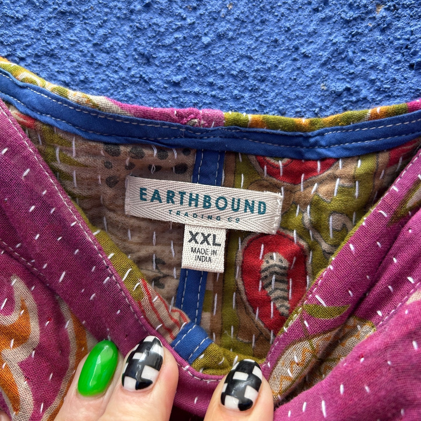 earthbound recycled kantha quilt overalls