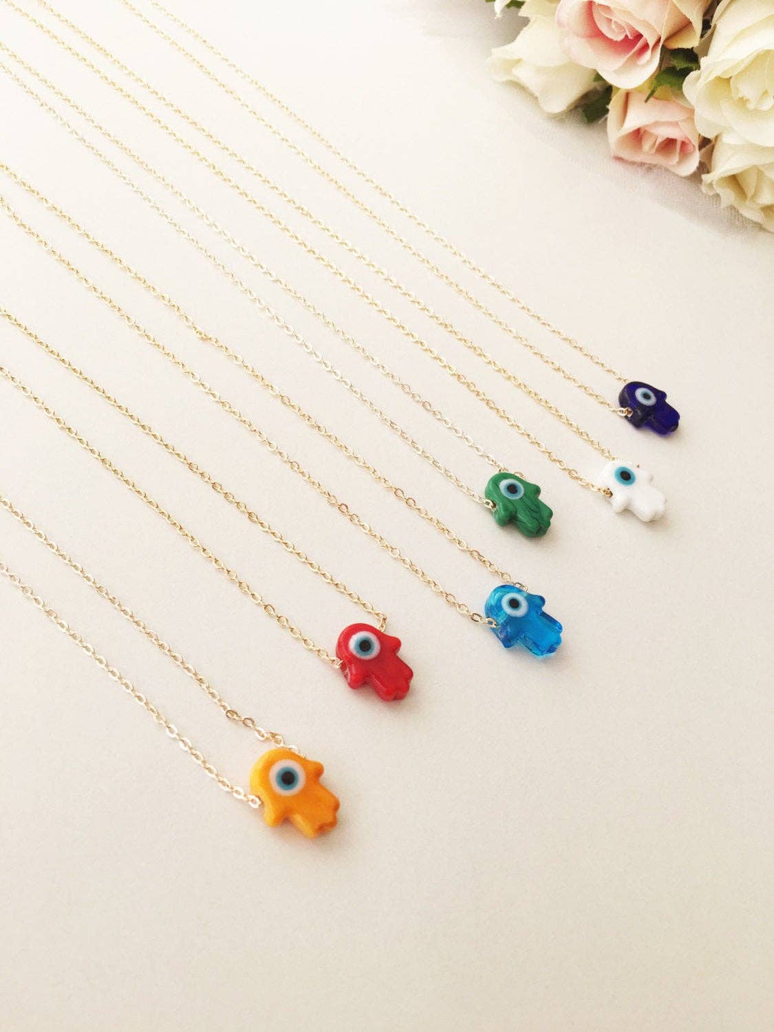 Opal Hamsa and Evil Eye Necklace | Evileyefavor