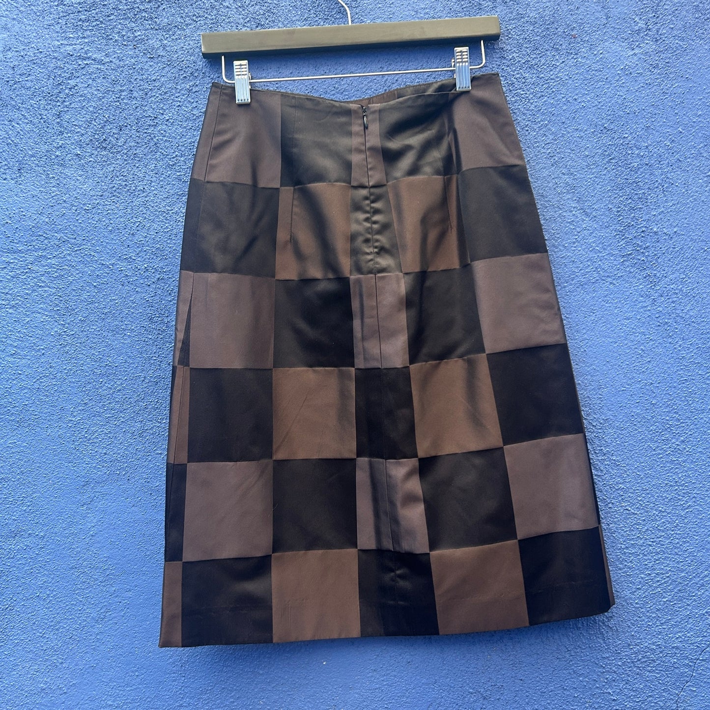 akris punto plaid check silk a-line skirt