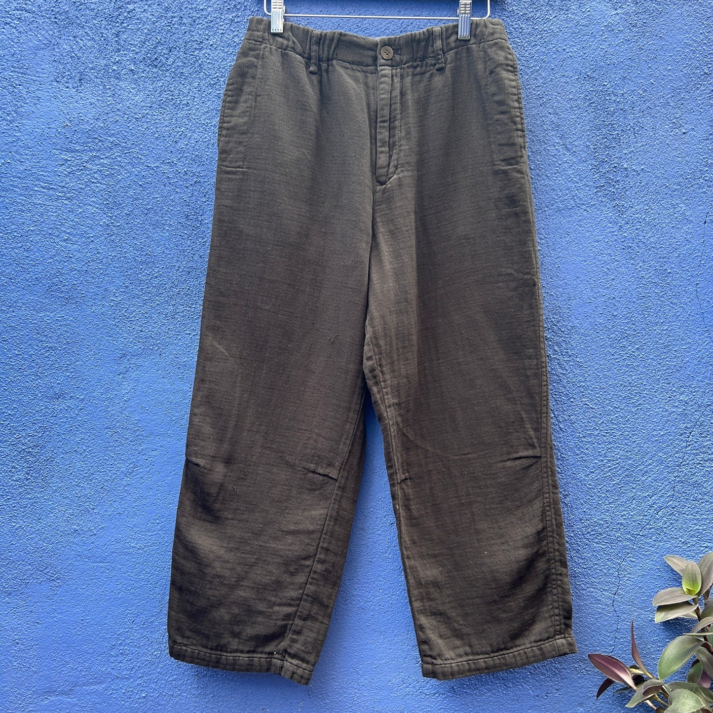 plantation by issey miyake black linen wide leg cropped pant