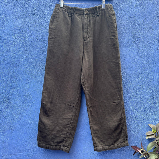 plantation by issey miyake black linen wide leg cropped pant