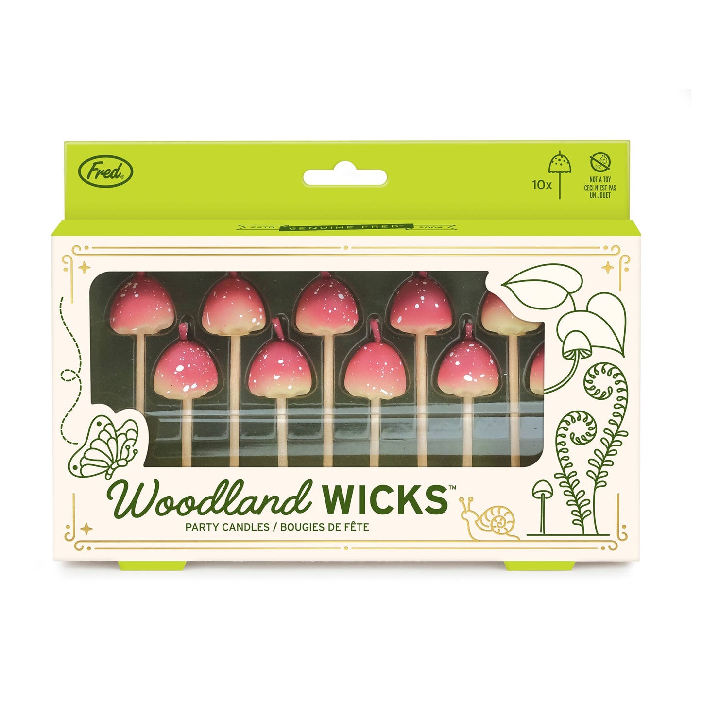 Woodland Wicks - Mushroom Birthday Candles - Set of 10 | Fred & Friends