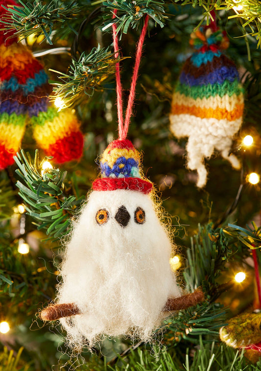 Felt Owl in Rainbow Knitted Wool Hat | Namaste
