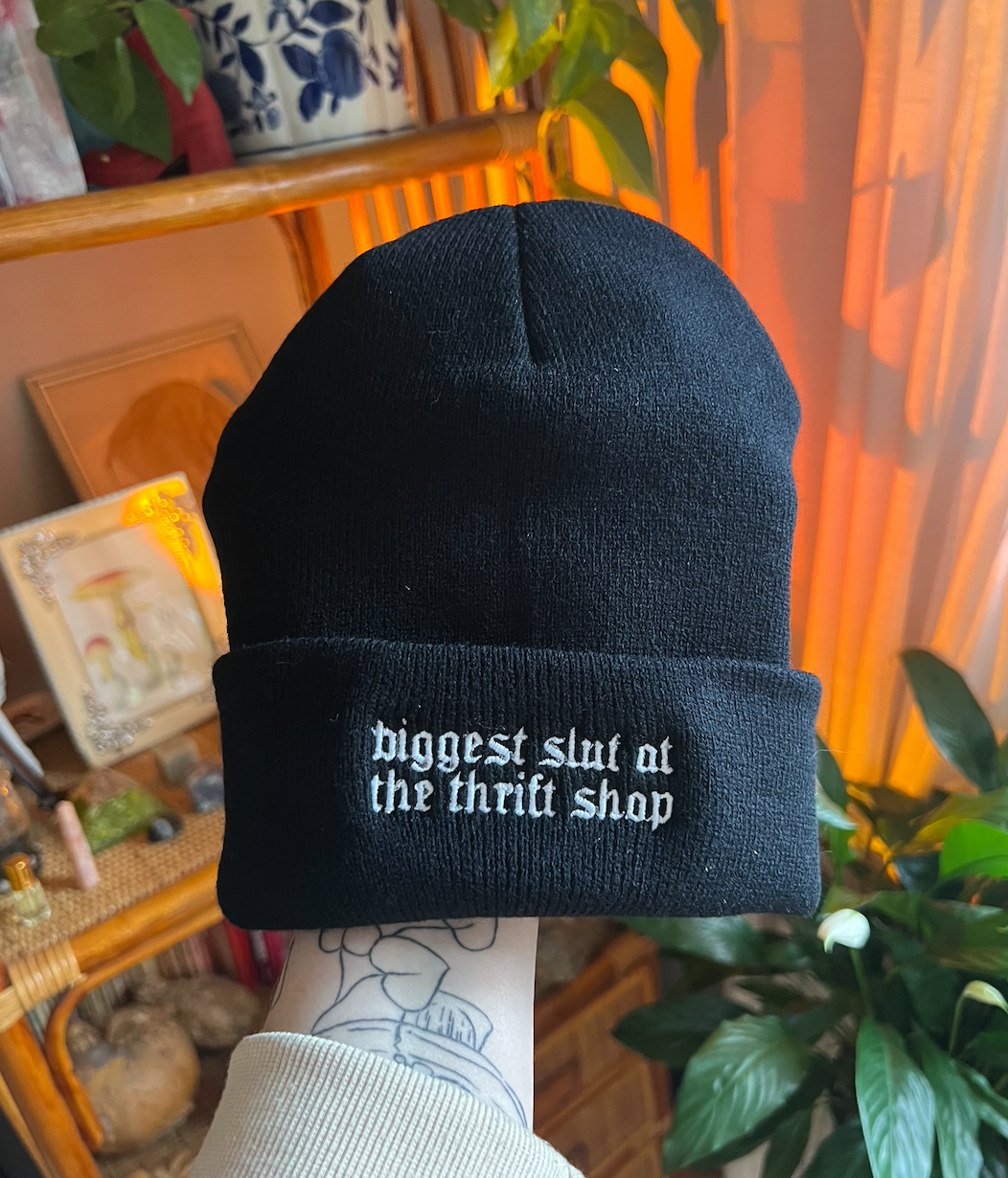Biggest Slut At The Thrift Shop Beanie | jeganmones