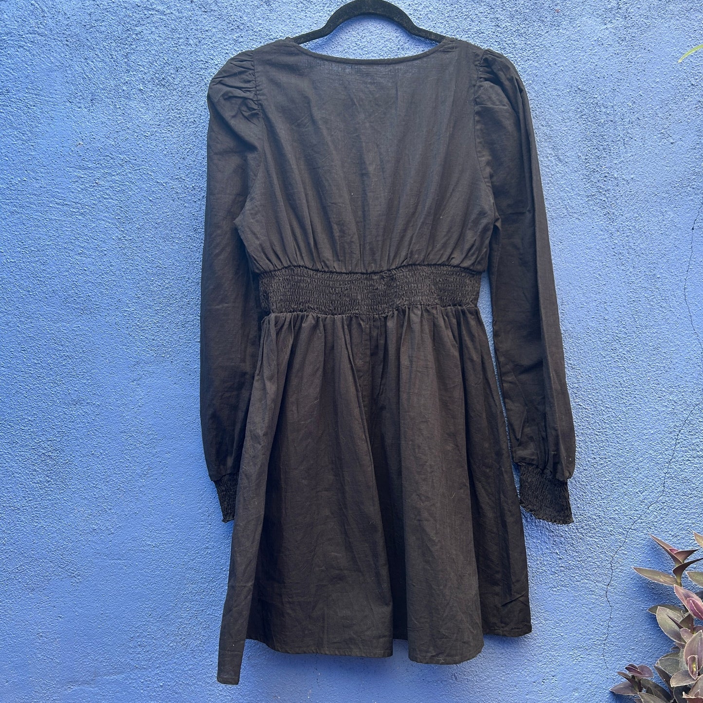 black cotton eyelet neckline dress