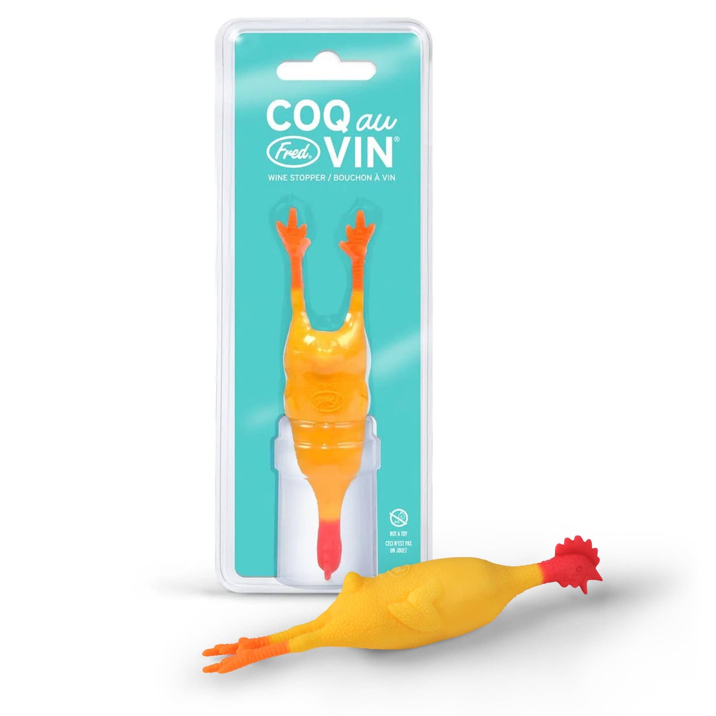 Coq Au Vin - Rubber Chicken Wine Stopper | Fred & Friends