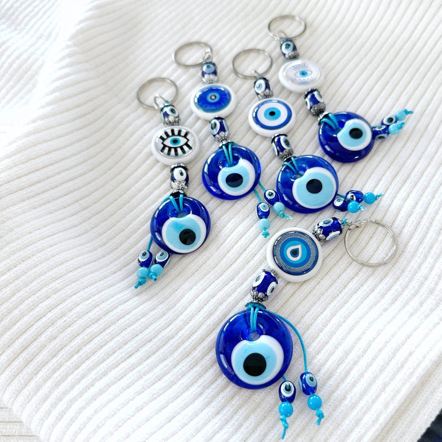 Blue Evil Eye Keychain Handmade, Evil Eye Keychain Favors | Evileyefavor