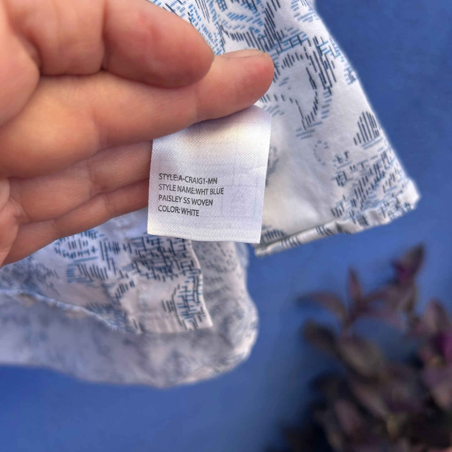 consequence men's blue and white button down