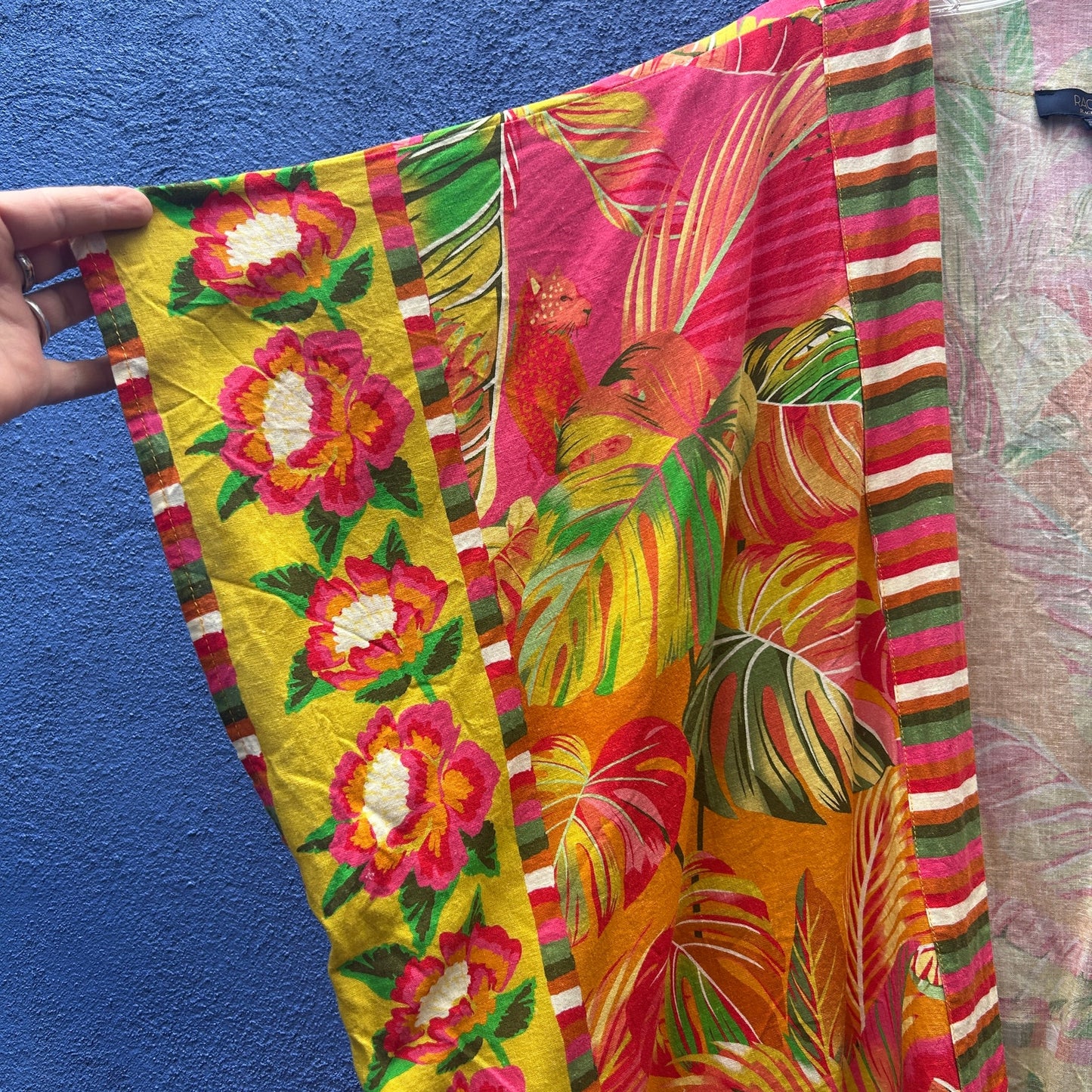 rachel roy tropical floral open front  kimono top