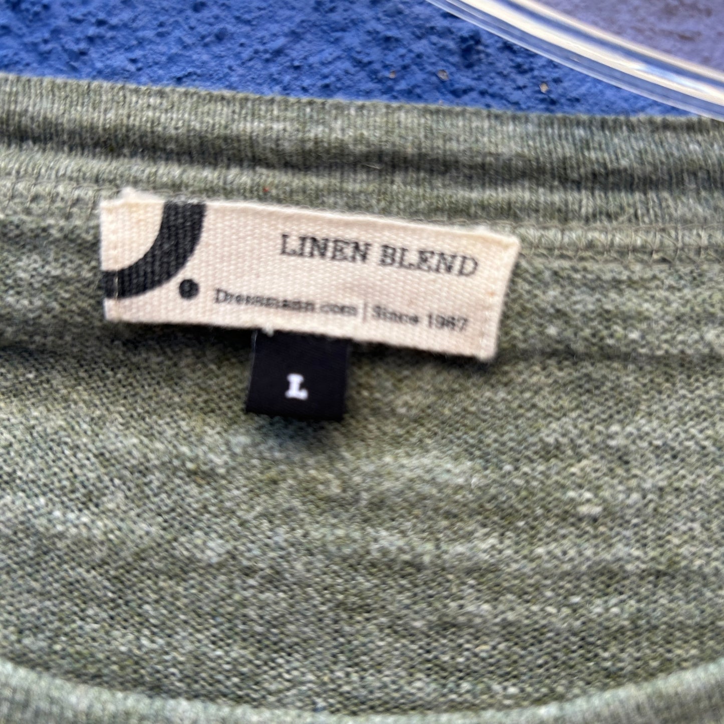 dressman linen blend raglan knit long sleeve pop over top