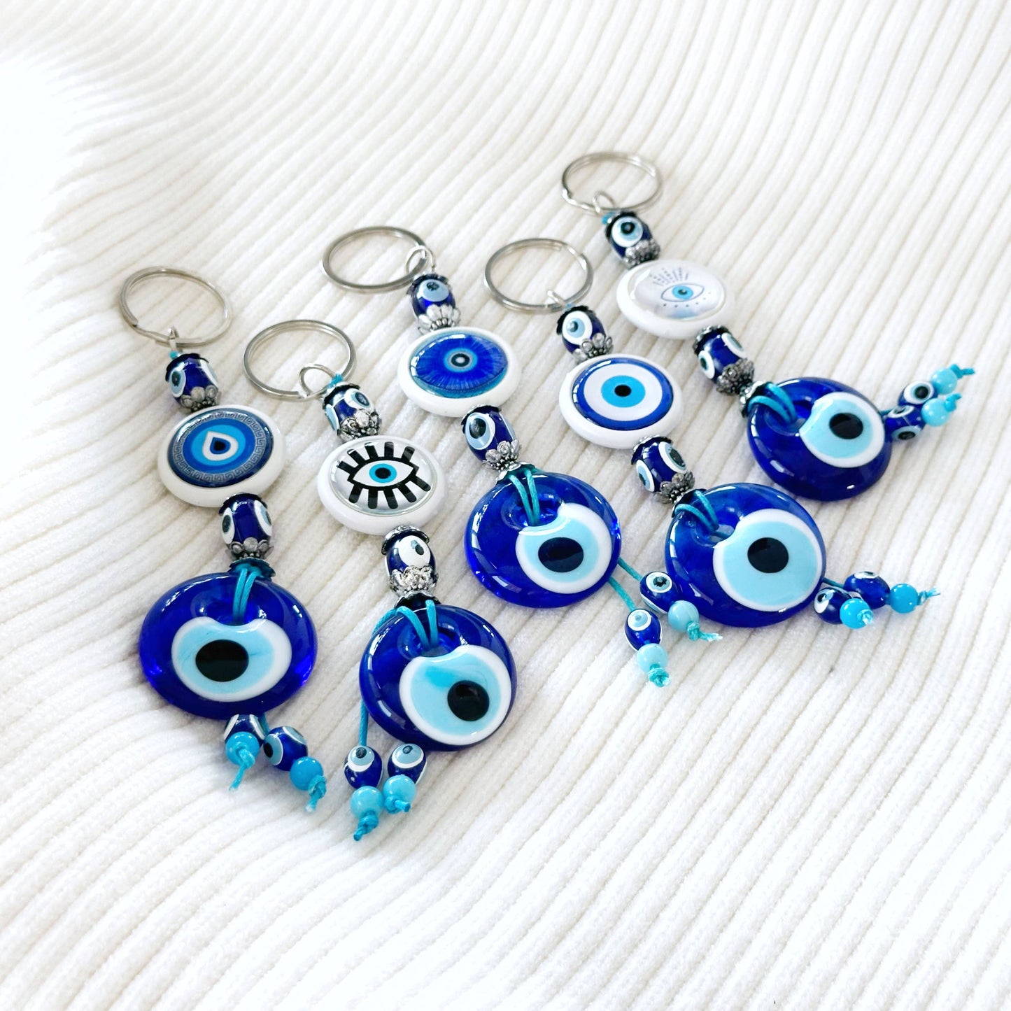 Blue Evil Eye Keychain Handmade, Evil Eye Keychain Favors | Evileyefavor