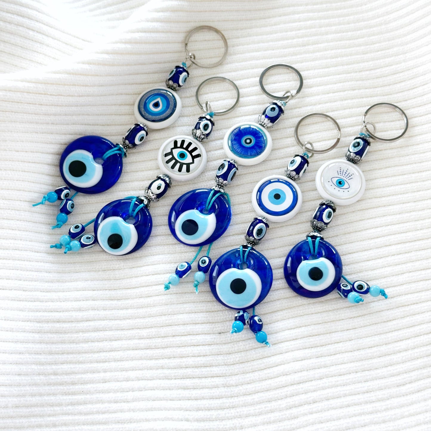 Blue Evil Eye Keychain Handmade, Evil Eye Keychain Favors | Evileyefavor