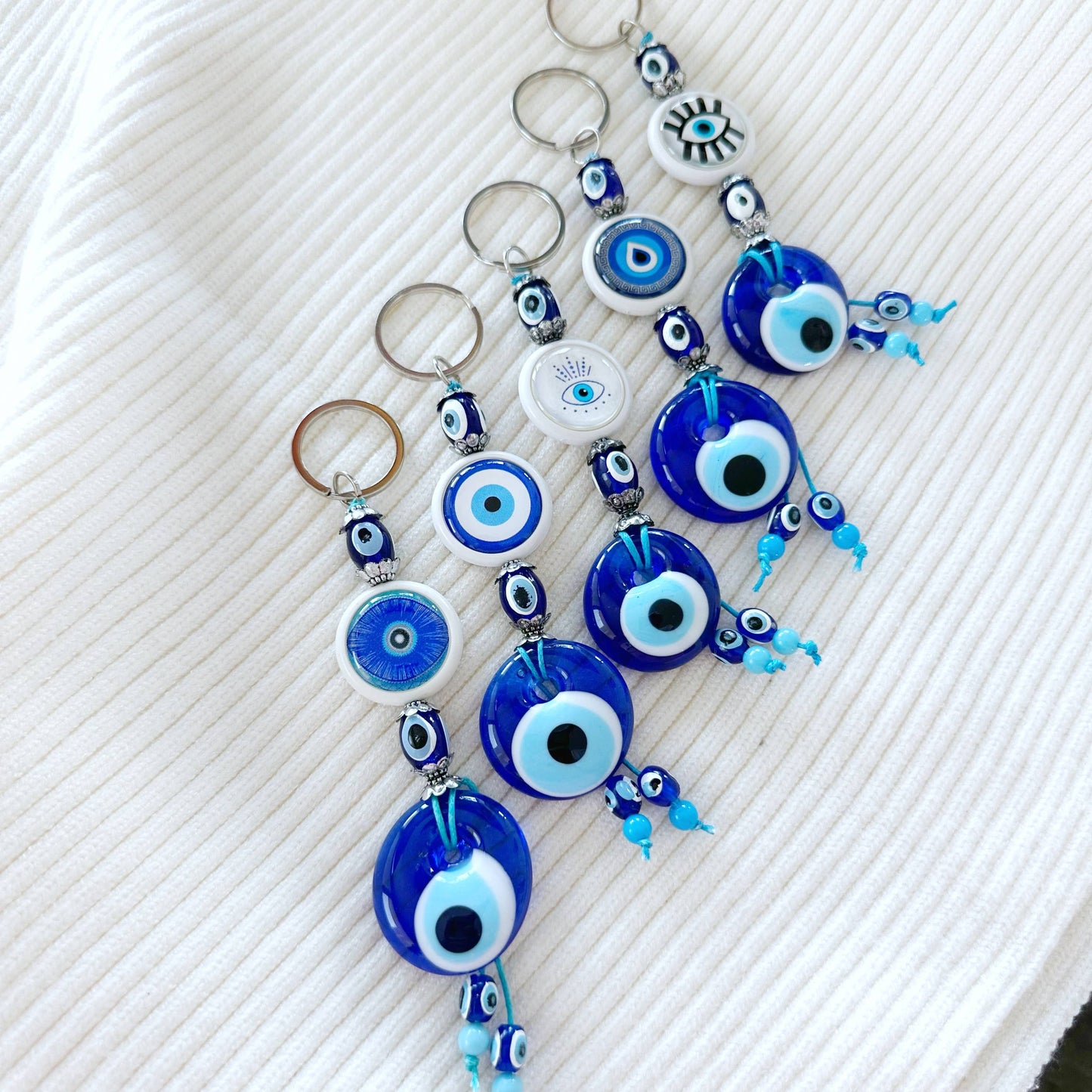 Blue Evil Eye Keychain Handmade, Evil Eye Keychain Favors | Evileyefavor